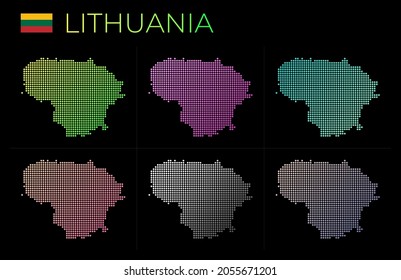 Lithuania dotted map set. Map of Lithuania in dotted style. Borders of the country filled with beautiful smooth gradient circles. Elegant vector illustration.