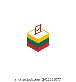 Litauisches Wahlkonzept, Demokratie, Wahlurnen mit Flagge. Vektorsymbol-Illustration