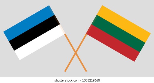 Lithuania and Estonia. The Lithuanian and Estonian flags. Official colors. Correct proportion. Vector illustratio