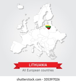 Lithuania. Europe administrative map.