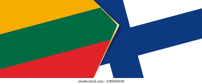 Lithuania and Finland flags, two vector flags symbol of relationship or confrontation.