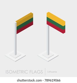 Lithuania flag 3d isometric style