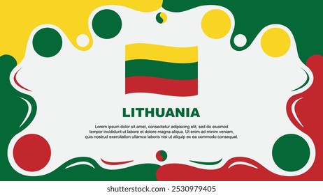 Lithuania Flag Abstract Background Flat Design Template. Lithuania Independence Day Banner Wallpaper Vector Illustration. Lithuania