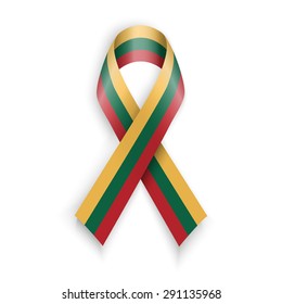 Lithuania Flag.  Abstract lithuanian ribbons isolated on white, vector illustration