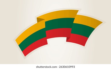 Lithuania Flag in Abstract Ribbon Shape, National Symbol of the Lithuania. This vector is ideal for use in national events, Independence Day, international sports competitions.