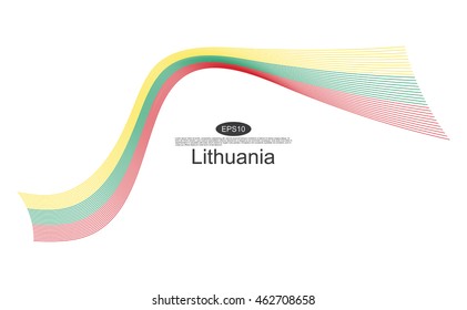 Lithuania flag. Abstract Lithuania ribbons isolated on white.