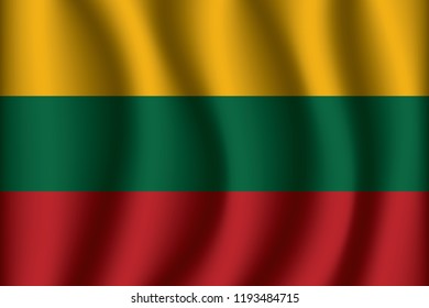 Lithuania flag background with cloth texture. Lithuania Flag vector illustration eps10.