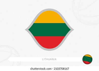 Lithuania flag for basketball competition on gray basketball background. Sports vector illustration.