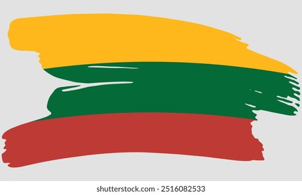 Textura de pintura de pincel de bandeira lituana. Bandeira da Lituânia Grunge. Conceito de pincel emblema da Lituânia