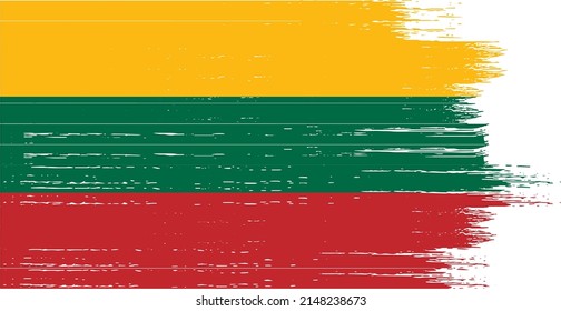 Lithuania flag with brush paint textured isolated  on png or transparent background,Symbol of Lithuania, vector  illustration