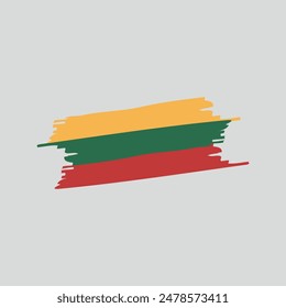 Bandera de Lituania en estilo pincel. Ilustración vectorial