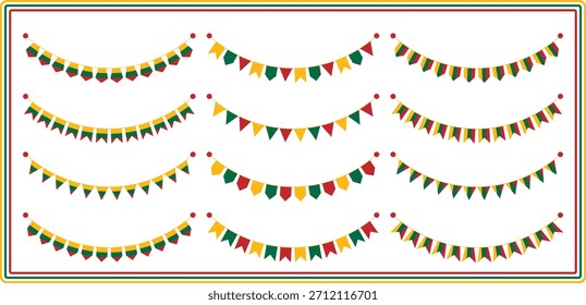 
Lithuania Flag Bunting Banner Set - Lithuanian National Colors Garland Vector Collection