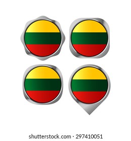 Lithuania flag button vector drawing