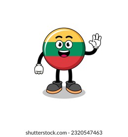 caricatura de la bandera de lituania haciendo gesto de la mano de la onda , diseño de personajes