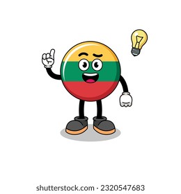 lithuania flag cartoon with get an idea pose , character design