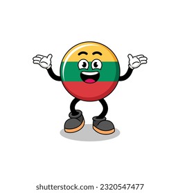 lithuania flag cartoon searching with happy gesture , character design