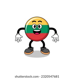 lithuania flag cartoon with surprised gesture , character design