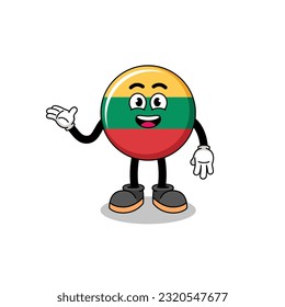 lithuania flag cartoon with welcome pose , character design