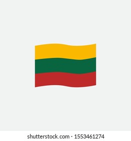 Lithuania flag colors flat icon, vector sign, waving flag of Lithuania colorful pictogram isolated on white. Symbol, logo illustration. Flat style design