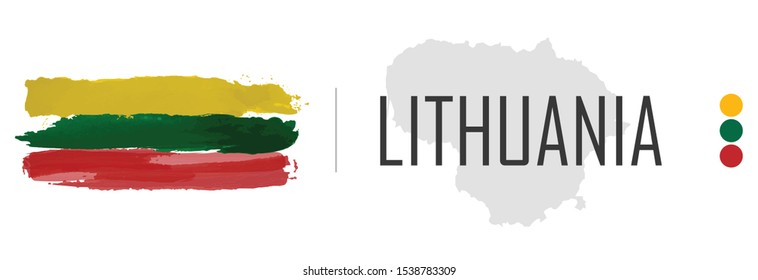 Lithuania flag colors and map in website banner with for creative infographics about sports or tourism.