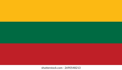 Entwurf der litauischen Flagge. Litauische Nationalflagge, Vektorgrafik. Offizielles Farbdesign für Litauen.