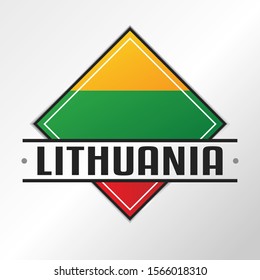 Lithuania Flag Emblema. Vector Design National. Illustration Country Symbol. Insignia Banner Logo.