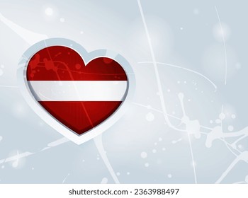 Lithuania Flag in the form of a 3D heart and abstract paint spots background. Flag of Lithuania. Use for brochures, printed materials, logos, signs, elements, etc.