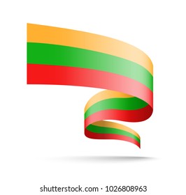 Lithuania flag in the form of wave ribbon. Vector illustration on white background.