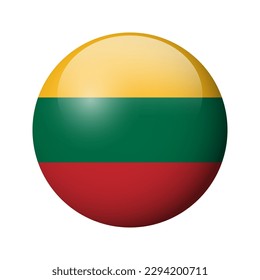 Lithuania flag - glossy circle badge. Vector icon.