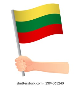 lithuania flag in hand. Patriotic background. National flag of lithuania vector illustration