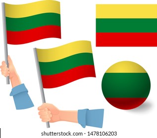 lithuania flag in hand set. Ball flag. National flag of lithuania vector illustration
