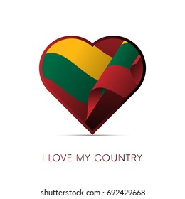 Lithuania flag in heart. I love my country. sign. Vector illustration.