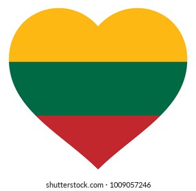 lithuania flag in heart vector illustration sign. Flag of lithuania in the shape of Heart with contrasting contour, symbol of love for his country or valentine day, patriotism.