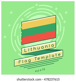 Lithuania Flag  : Flag Icon With Festive Background : Vector Illustration