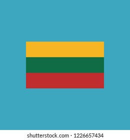 Lithuania flag icon in flat design. Independence day or National day holiday concept.
