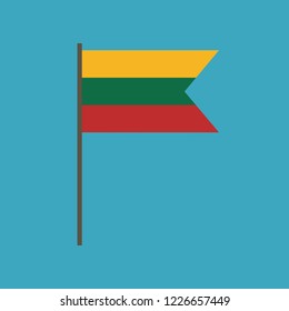 Lithuania flag icon in flat design. Independence day or National day holiday concept.