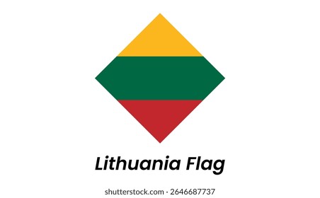 Ícone da bandeira da Lituânia com listras horizontais amarelas, verdes e vermelhas em estilo vetorial limpo.