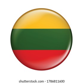 Lithuania flag icon isolated on white background. Lithuania flag. Flag icon glossy.