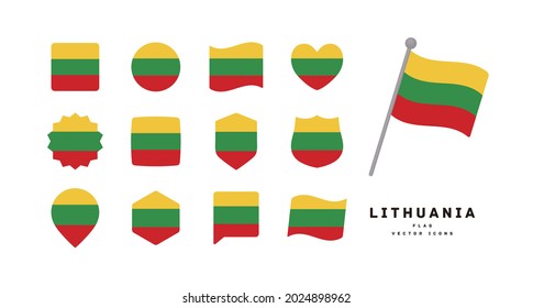 Lithuania flag icon set vector illustration