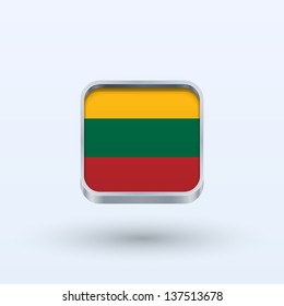 Lithuania flag icon square form on gray background. Vector illustration.