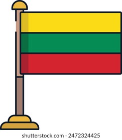 Lithuania flag linear color vector illustration