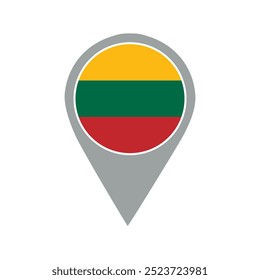 pino de localização da bandeira da lituânia, aplicação da bandeira, Pino de localização da bandeira, design gráfico, ponteiro do mapa, ilustração vetorial.