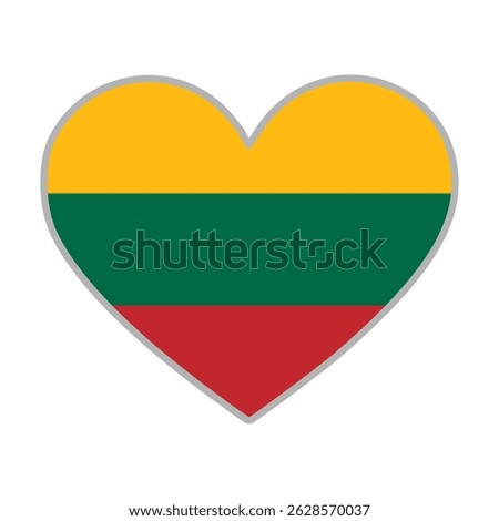 Lithuania flag. Lithuania love flag. Lithuania flag in heart shape. Love symbol. Vector illustration