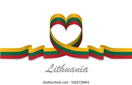 lithuania flag and love ribbon