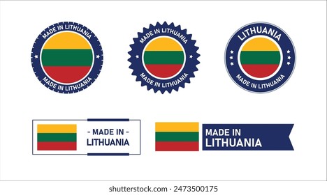 Lithuania flag, Made in Lithuania. Tag, Seal, Stamp, Flag, Icon vector