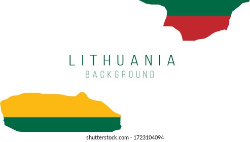 Fondo del mapa de la bandera de Lituania. La bandera del país en forma de fronteras. Ilustración vectorial de material aislada en fondo blanco.