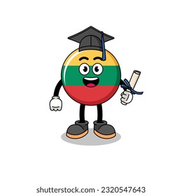 mascota de bandera de lituania con pose para graduación , diseño de carácter