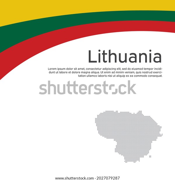 Lithuania flag, mosaic map on white background.\
Wavy ribbon with lithuanian flag. Vector flat banner design,\
lithuania national poster. Cover for business booklet. State\
patriotic, flyer,\
brochure
