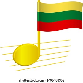 lithuania flag and musical note. Music background. National flag of lithuania and music festival concept vector illustration