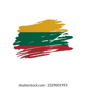 Lithuania flag - nation vector country flag trextured in grunge scratchy brush stroke.